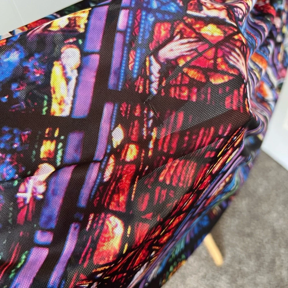 Blackmilk Stained-Glass Print Mini Dress in Black, Blue, Red - Picture 3 of 8